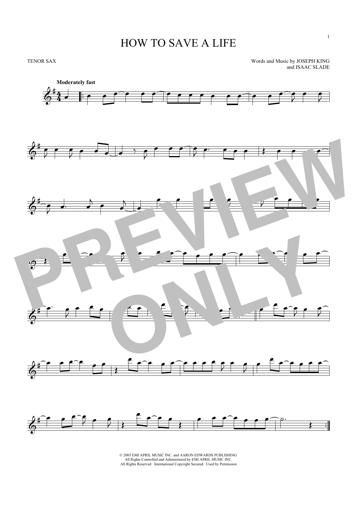 Download The Fray How To Save A Life Sheet Music