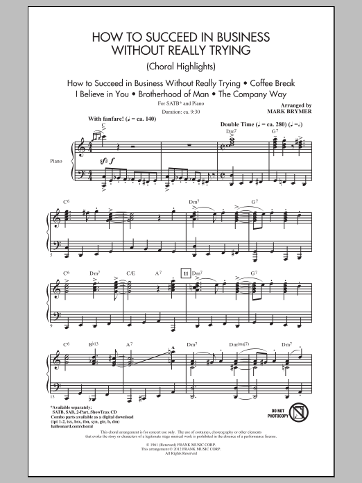Download Mark Brymer How To Succeed In Business Without Real Sheet Music