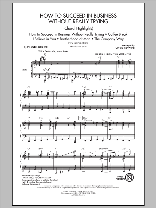 Download Mark Brymer How to Succeed In Business Without Real Sheet Music