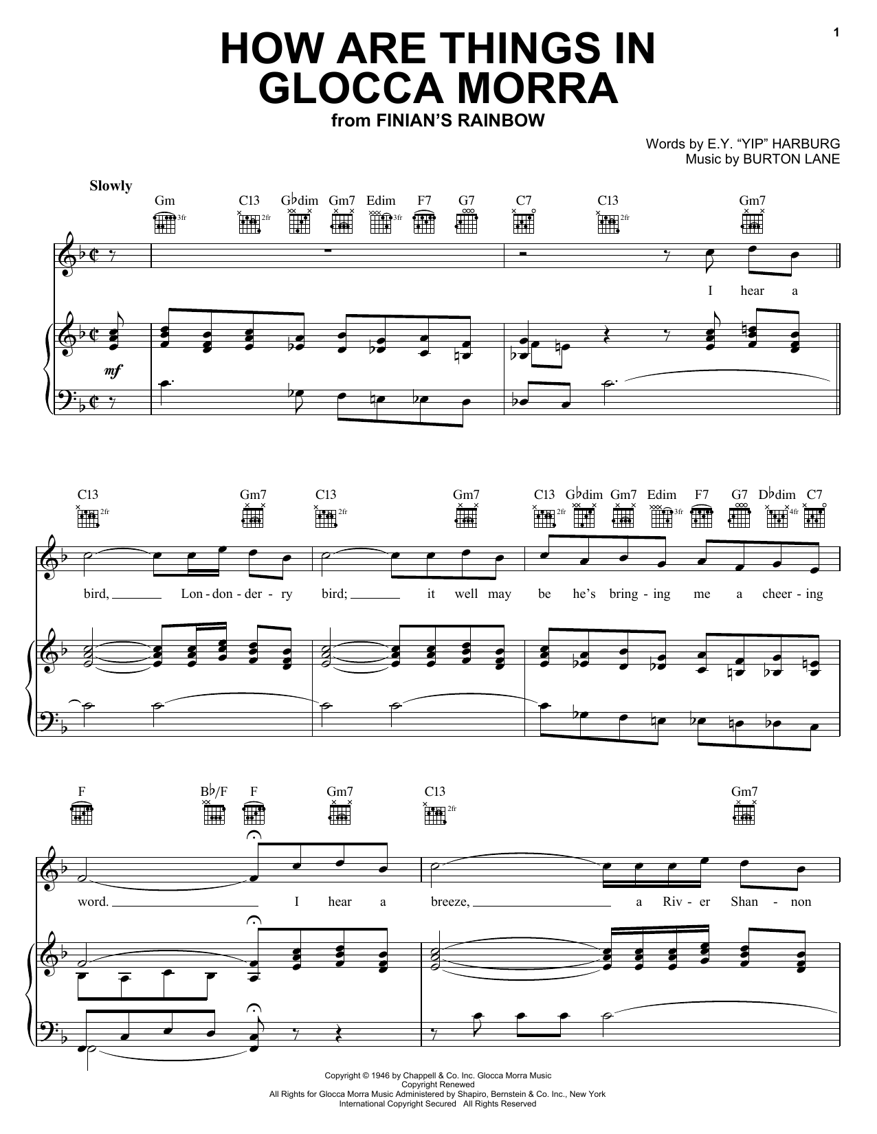 E.Y. Harburg How Are Things In Glocca Morra sheet music notes printable PDF score