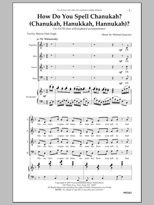 Download Michael Isaacson How Do You Spell Chanukah? Sheet Music