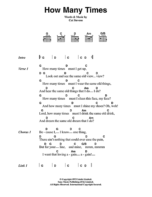 Download Cat Stevens How Many Times Sheet Music