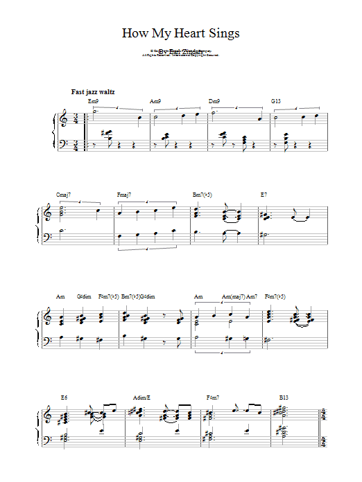 Bill Evans How My Heart Sings sheet music notes printable PDF score