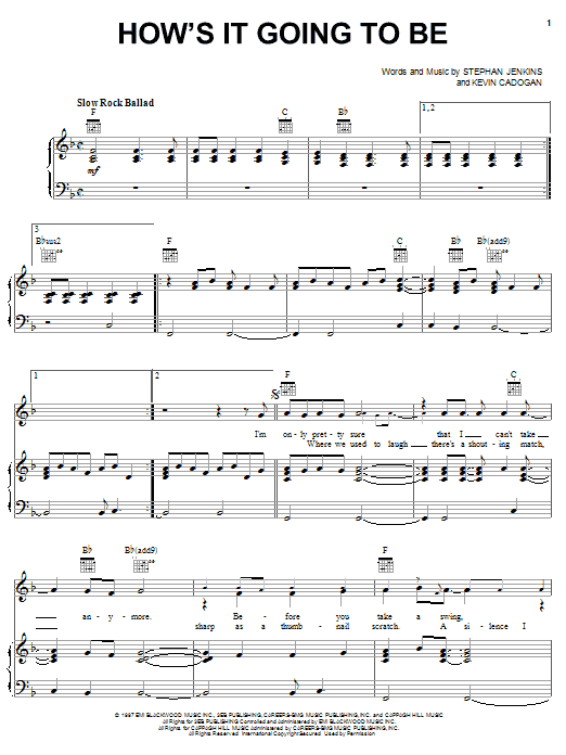 Third Eye Blind How's It Going To Be sheet music notes printable PDF score
