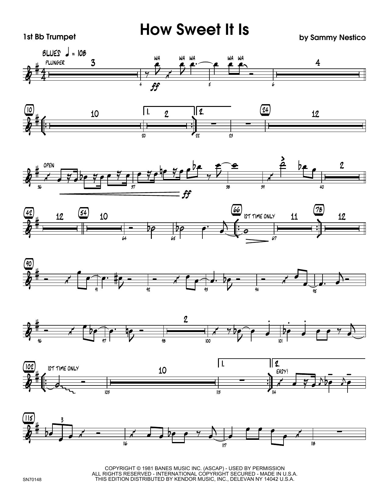 Download Sammy Nestico How Sweet It Is - 1st Bb Trumpet Sheet Music