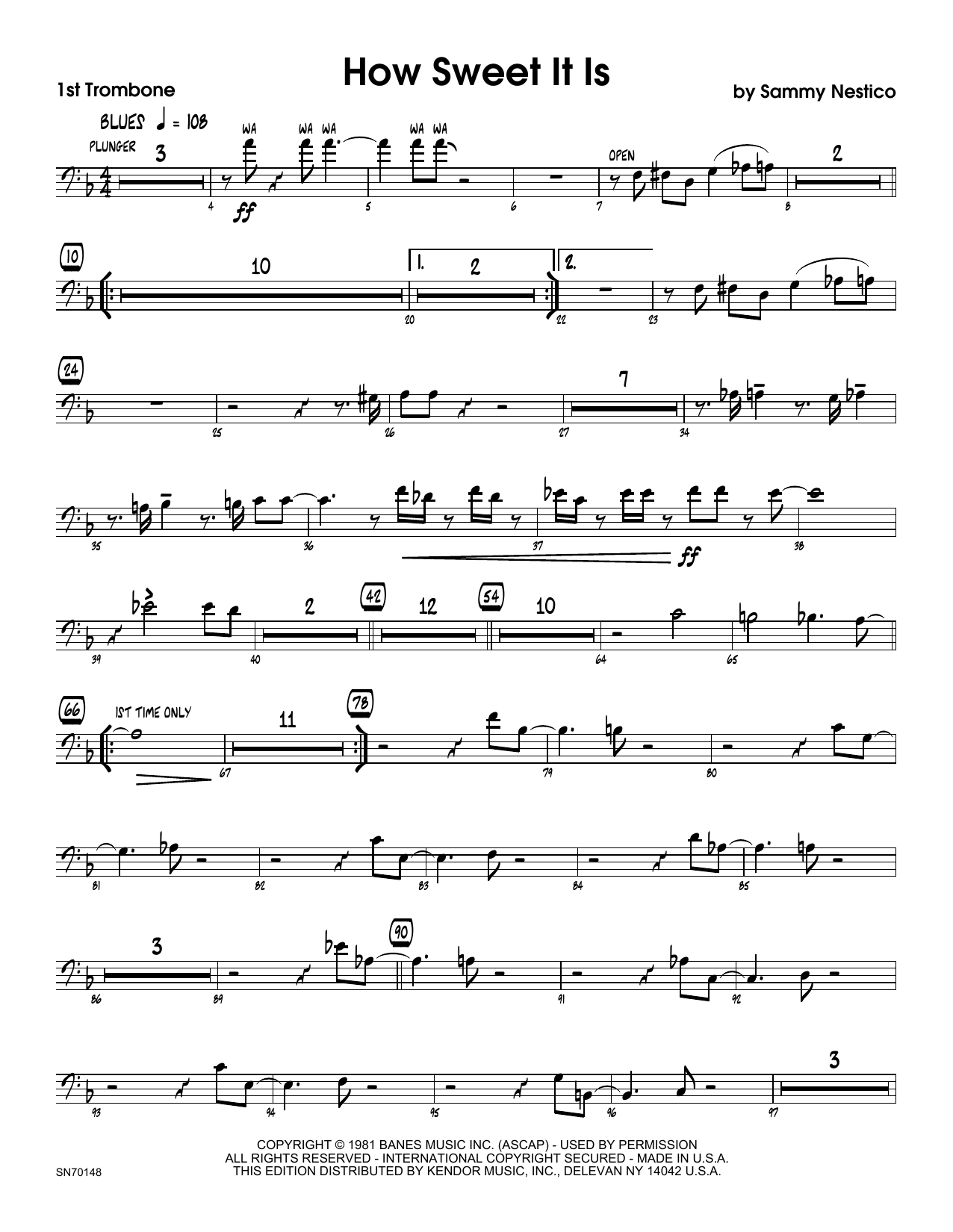 Download Sammy Nestico How Sweet It Is - 1st Trombone Sheet Music