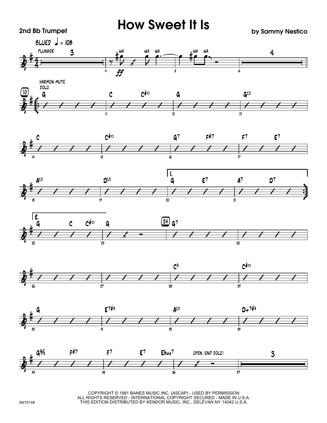 Download Sammy Nestico How Sweet It Is - 2nd Bb Trumpet Sheet Music