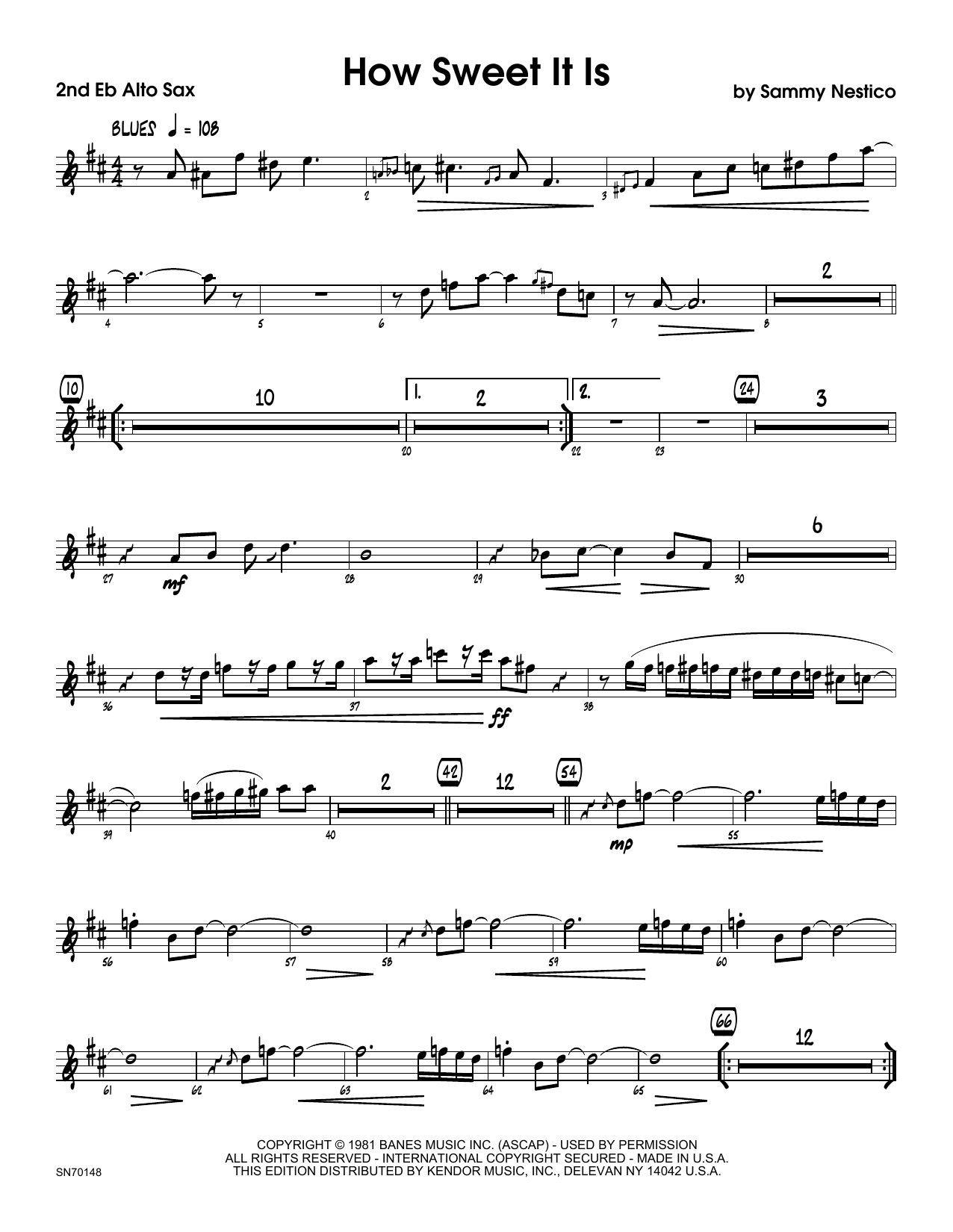 Download Sammy Nestico How Sweet It Is - 2nd Eb Alto Saxophone Sheet Music