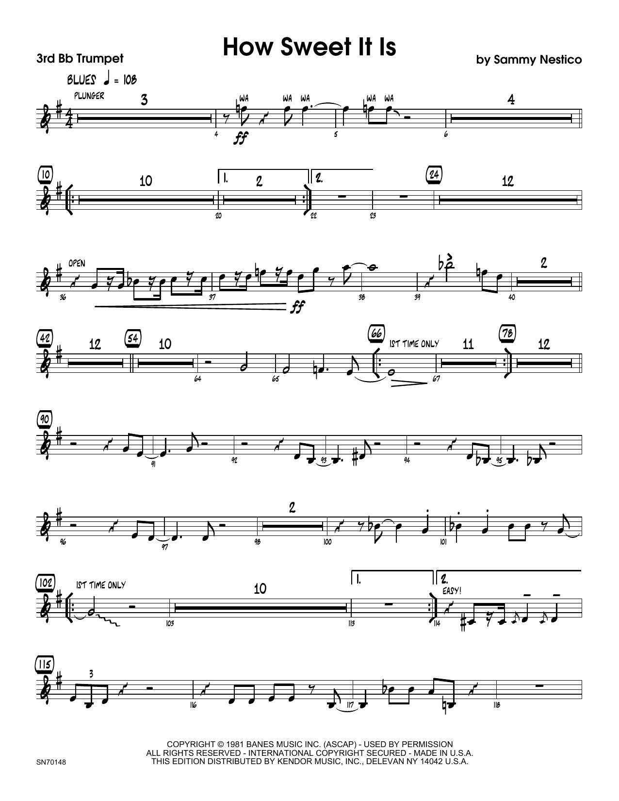 Download Sammy Nestico How Sweet It Is - 3rd Bb Trumpet Sheet Music