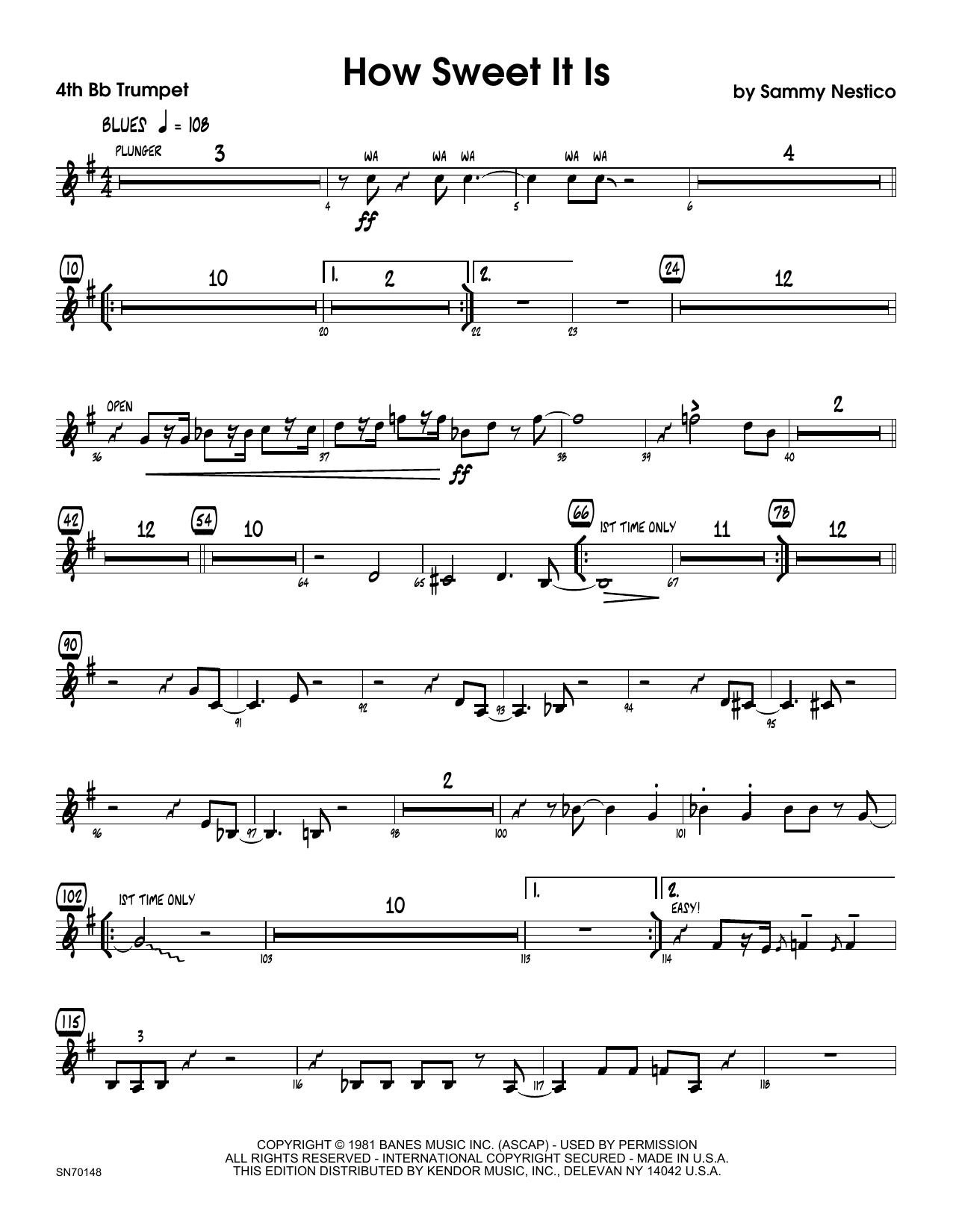 Download Sammy Nestico How Sweet It Is - 4th Bb Trumpet Sheet Music