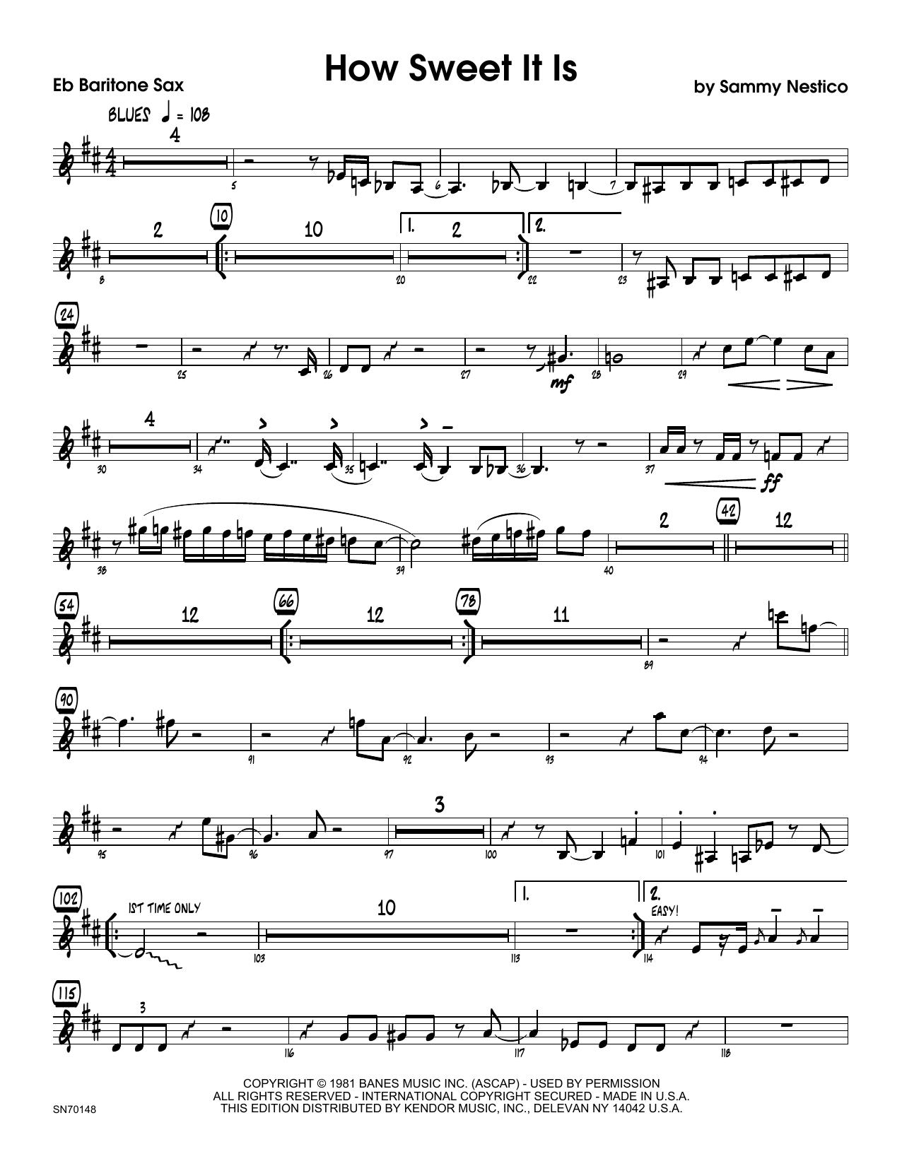 Download Sammy Nestico How Sweet It Is - Eb Baritone Saxophone Sheet Music