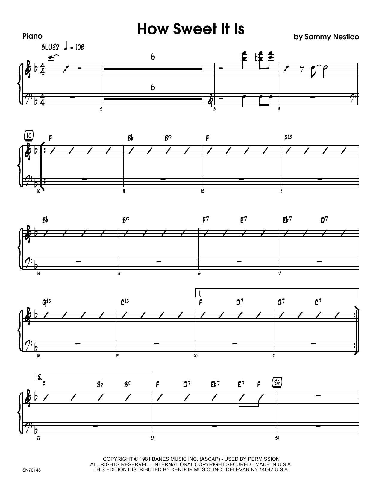 Download Sammy Nestico How Sweet It Is - Piano Sheet Music
