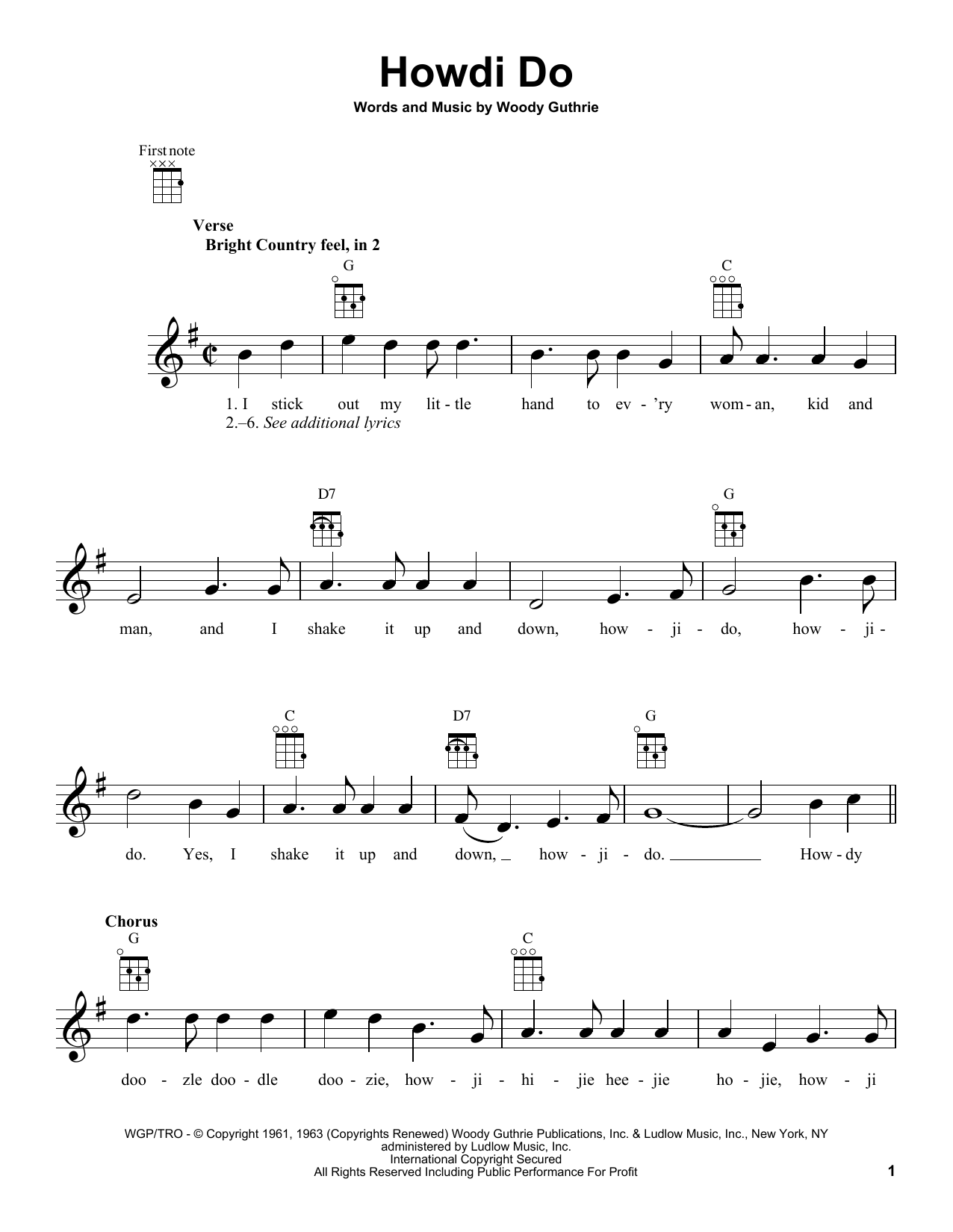Download Woody Guthrie Howdi Do Sheet Music