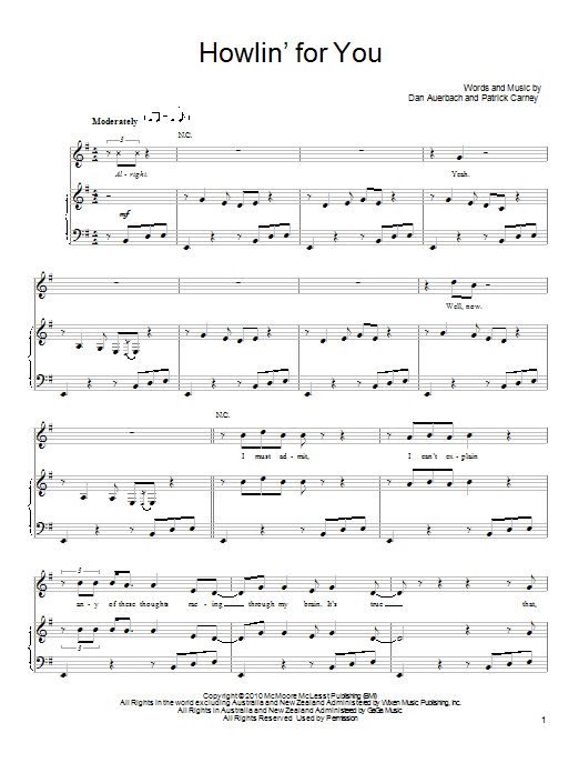 Download The Black Keys Howlin' For You Sheet Music