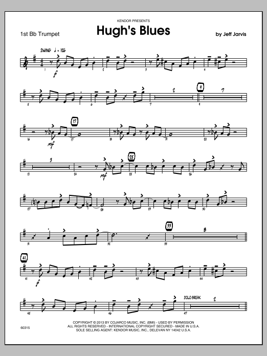Download Jeff Jarvis Hugh's Blues - 1st Bb Trumpet Sheet Music