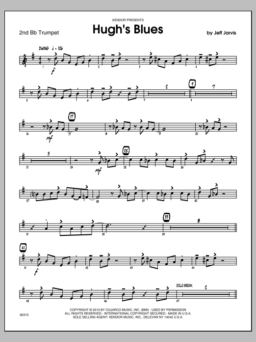 Download Jeff Jarvis Hugh's Blues - 2nd Bb Trumpet Sheet Music
