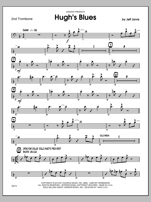 Download Jeff Jarvis Hugh's Blues - 2nd Trombone Sheet Music