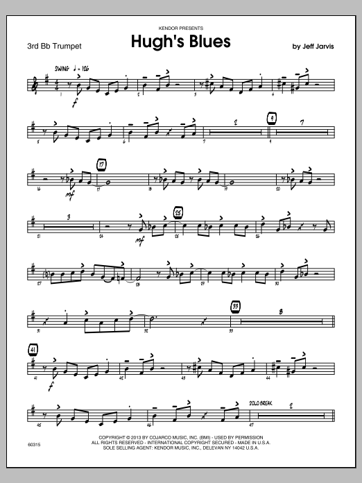 Download Jeff Jarvis Hugh's Blues - 3rd Bb Trumpet Sheet Music
