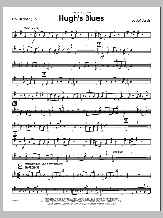 Download Jeff Jarvis Hugh's Blues - Bb Clarinet Sheet Music