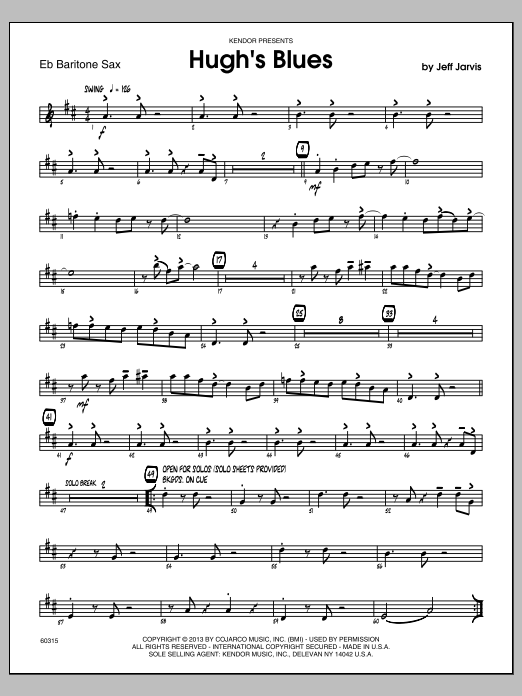Download Jeff Jarvis Hugh's Blues - Eb Baritone Saxophone Sheet Music