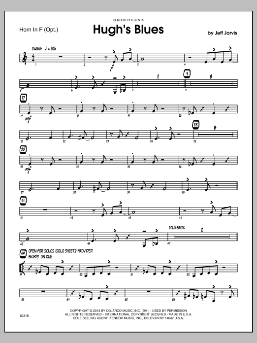 Download Jeff Jarvis Hugh's Blues - Horn in F Sheet Music
