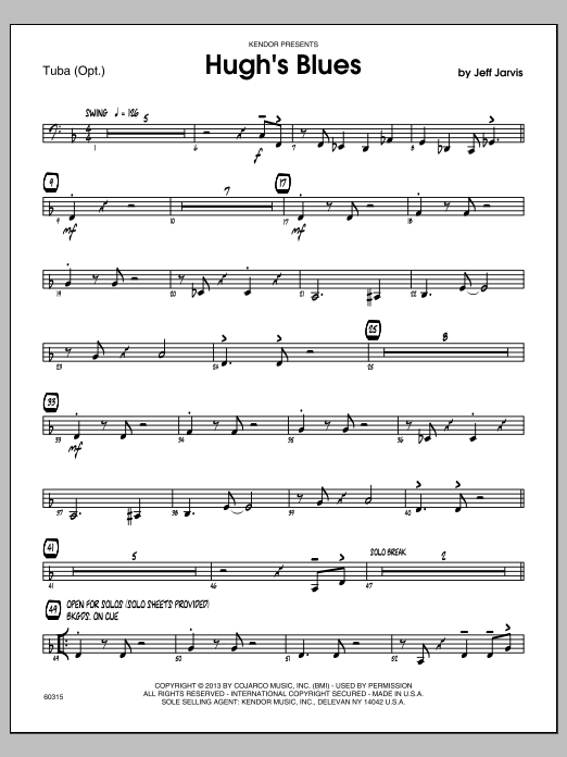 Download Jeff Jarvis Hugh's Blues - Tuba Sheet Music