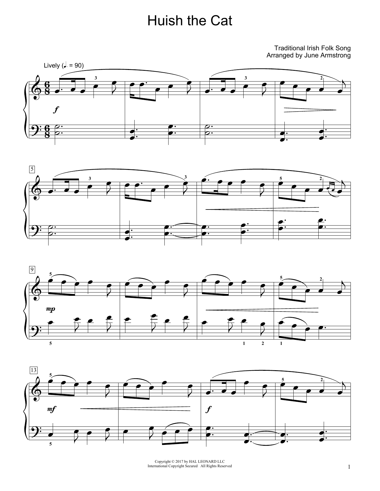 Download Traditional Irish Folk Song Huish The Cat (arr. June Armstrong) Sheet Music