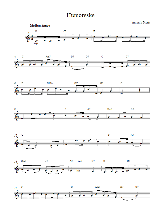 Antonin Dvorak Humoreske sheet music notes printable PDF score