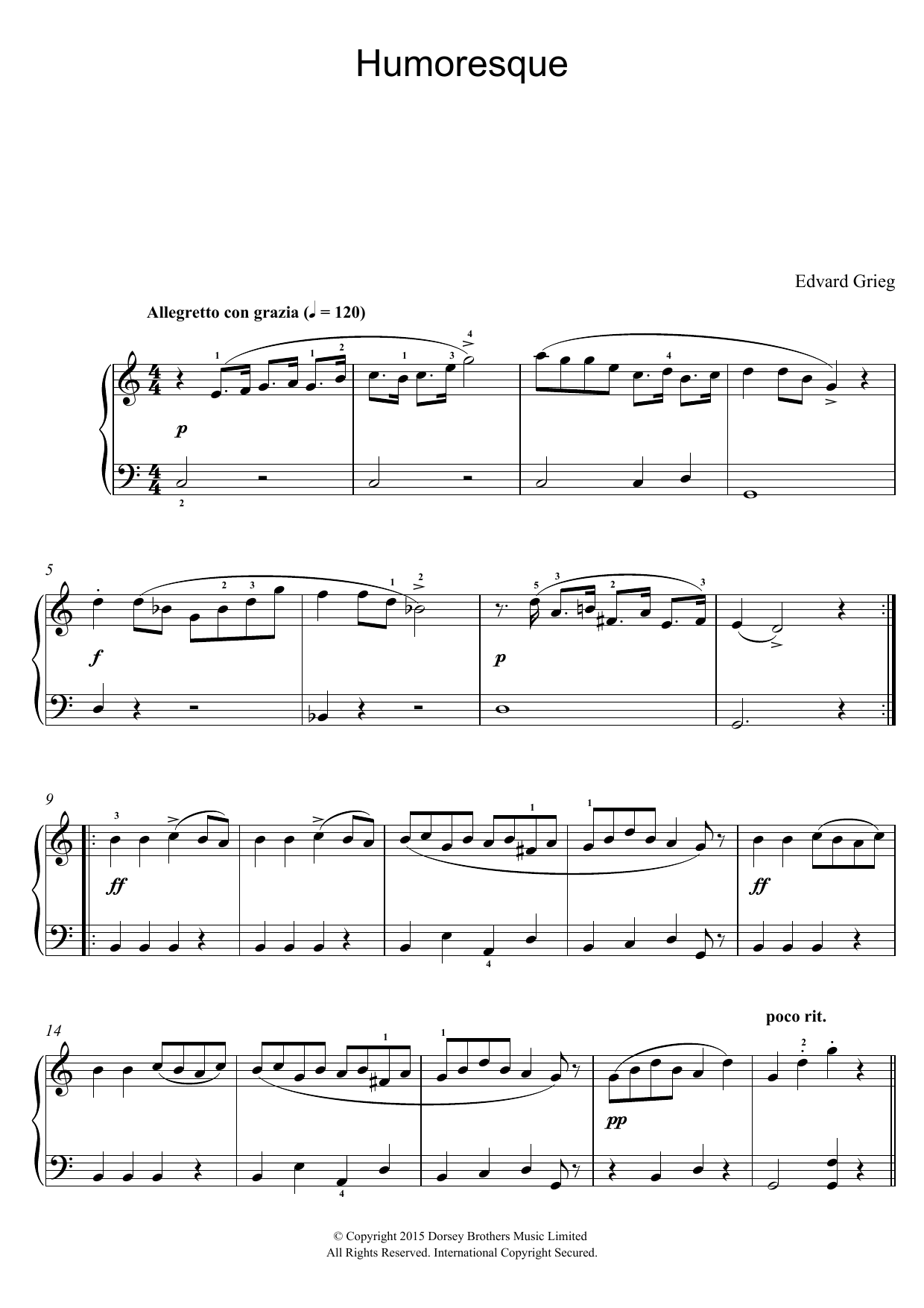 Download Edvard Grieg Humoresque Sheet Music