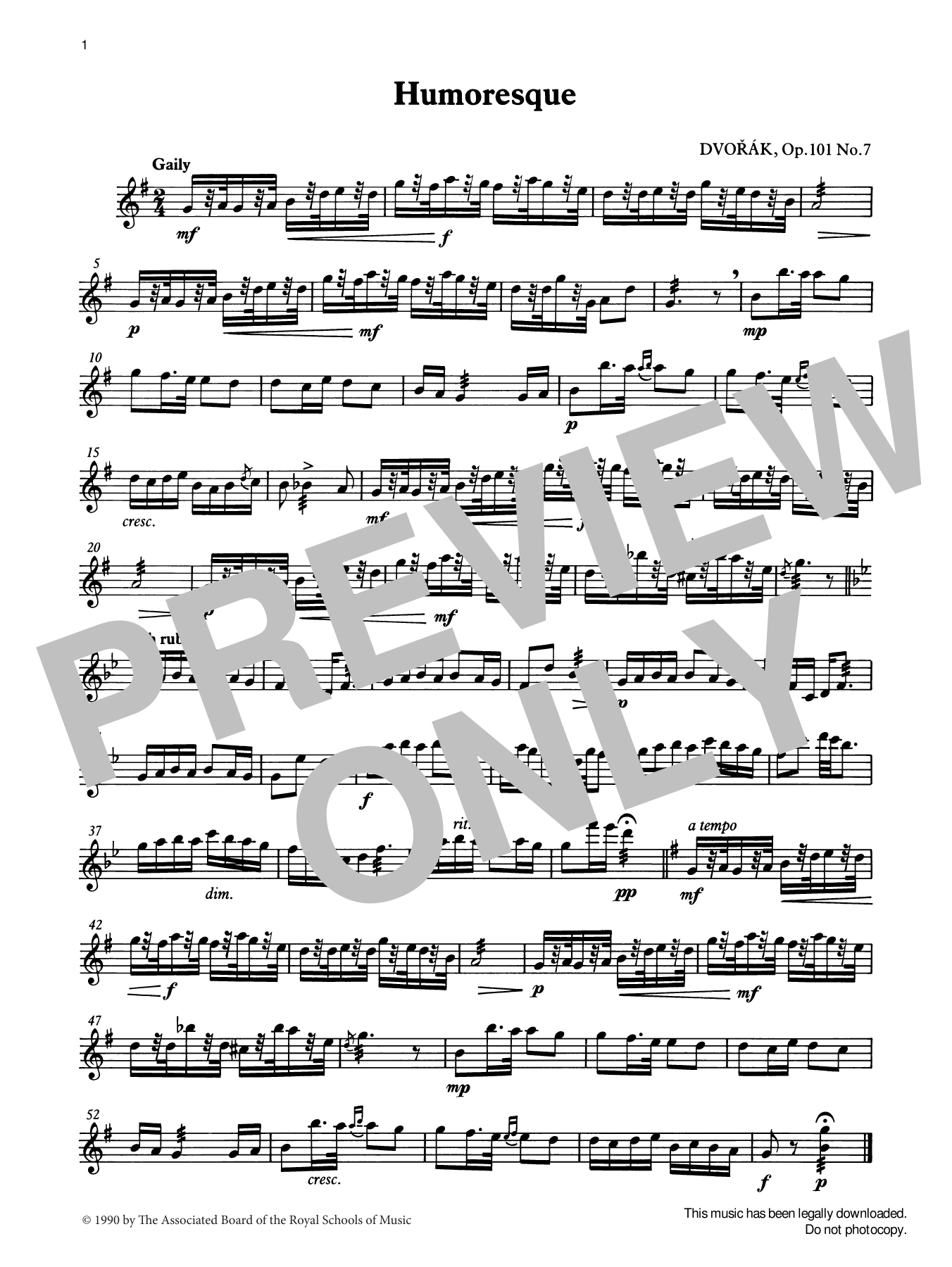 Download Antonin Dvorak Humoresque (score & part) from Graded M Sheet Music