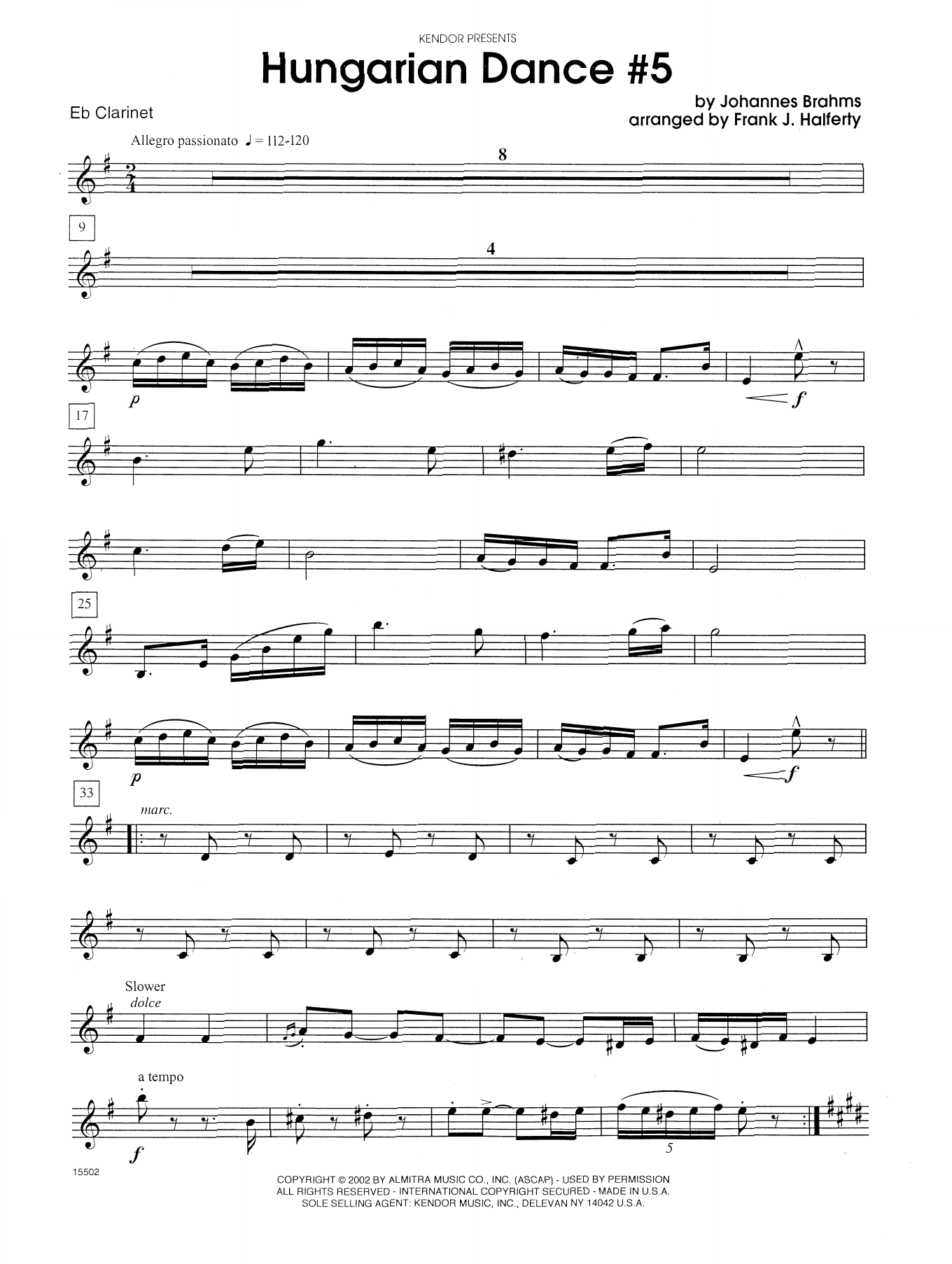 Download Frank J. Halferty Hungarian Dance #5 - Eb Clarinet Sheet Music