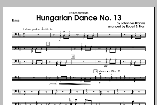 Download Frost Hungarian Dance, No. 13 - Bass Sheet Music