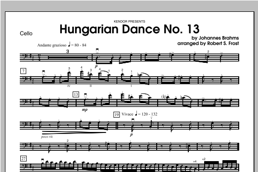 Download Frost Hungarian Dance, No. 13 - Cello Sheet Music