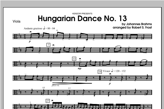 Download Frost Hungarian Dance, No. 13 - Viola Sheet Music