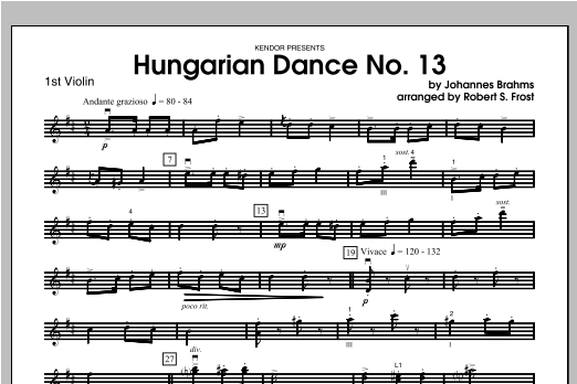 Download Frost Hungarian Dance, No. 13 - Violin 1 Sheet Music