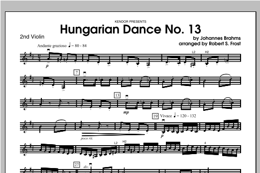 Download Frost Hungarian Dance, No. 13 - Violin 2 Sheet Music