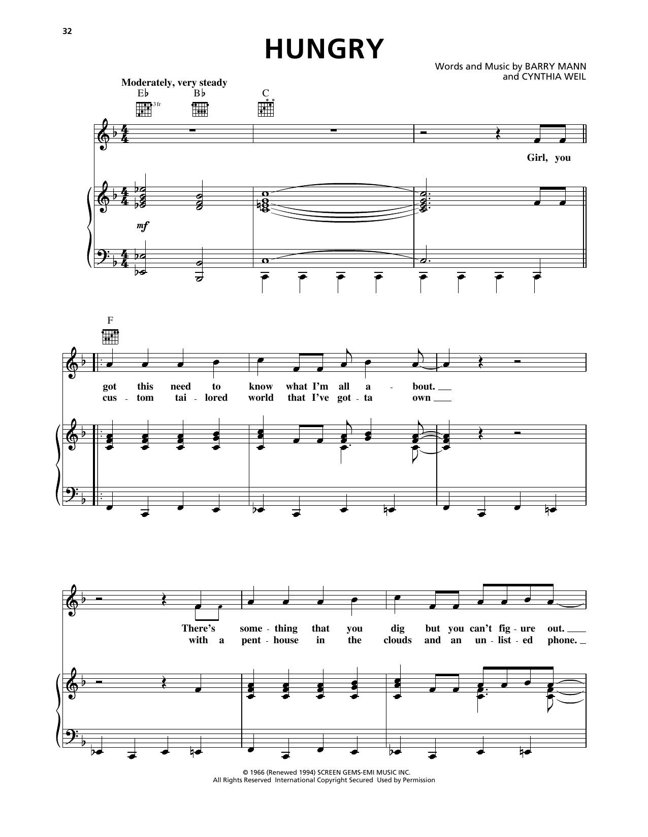 Download Paul Revere & The Raiders Hungry Sheet Music