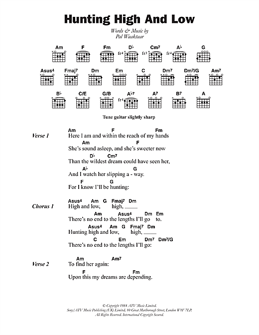 Download A-Ha Hunting High And Low Sheet Music