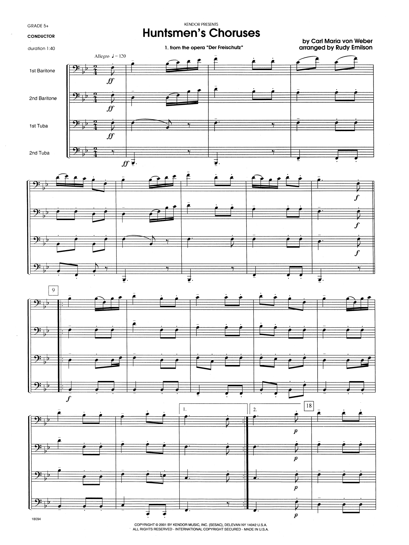 Download Rudy Emilson Huntsmen's Choruses - Full Score Sheet Music