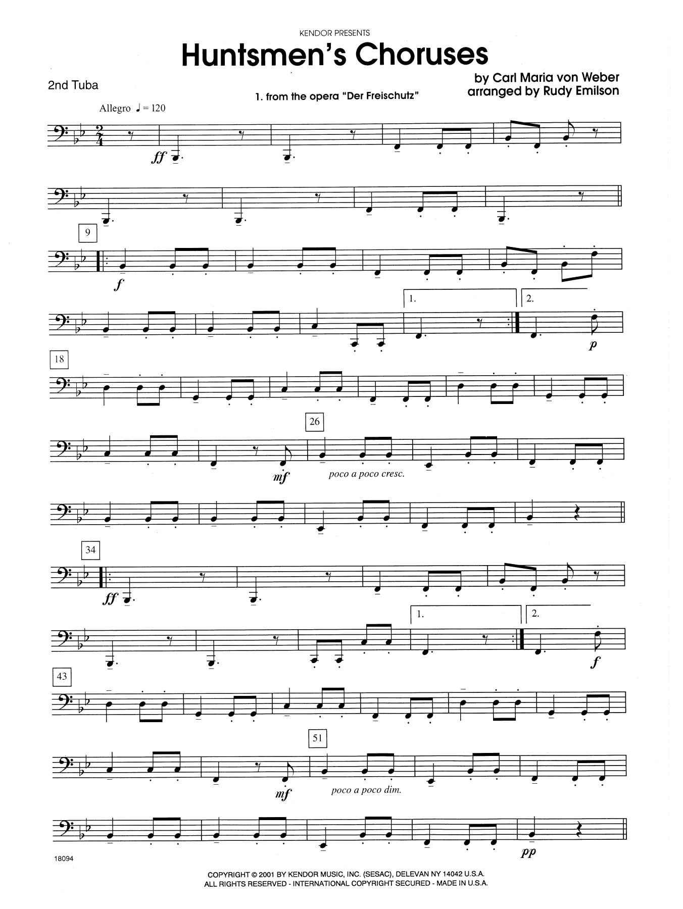 Download Rudy Emilson Huntsmen's Choruses - Tuba 2 Sheet Music