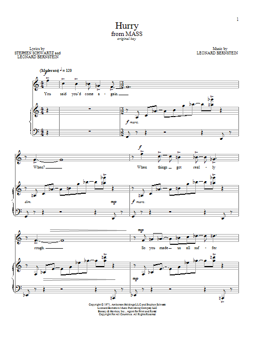 Download Leonard Bernstein Hurry Sheet Music