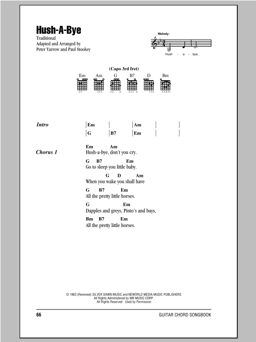 Download Peter, Paul & Mary Hush-A-Bye Sheet Music