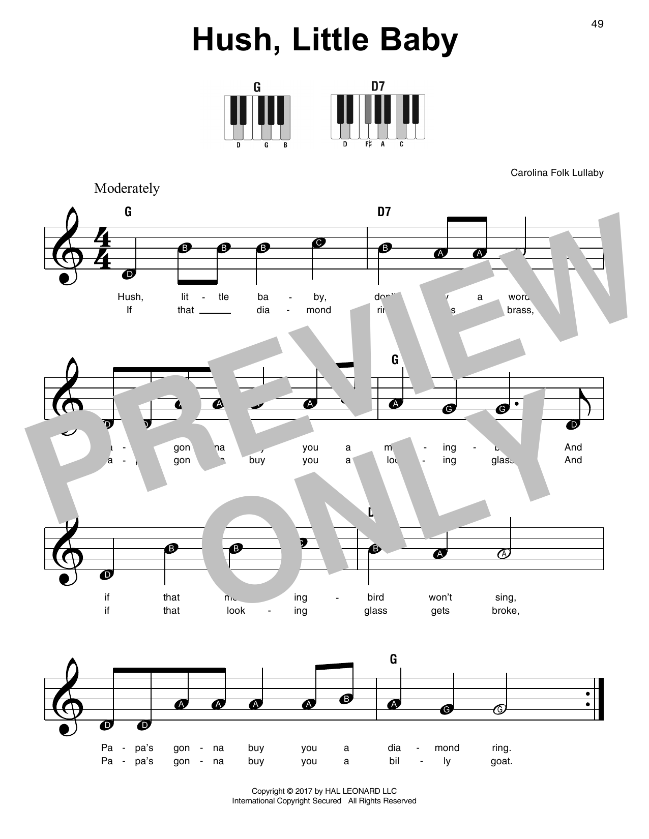 Download Traditional Hush, Little Baby Sheet Music