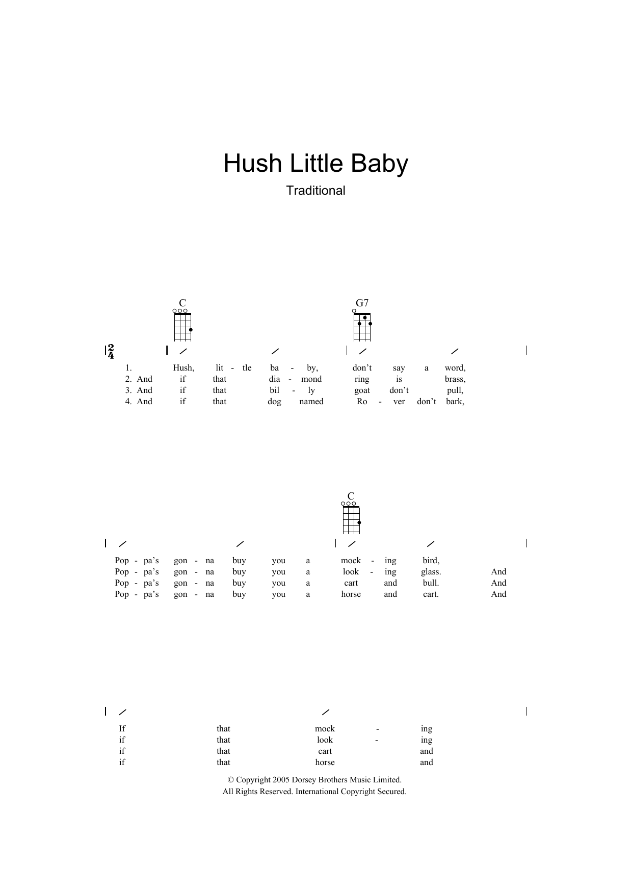 Download Traditional Hush Little Baby Sheet Music