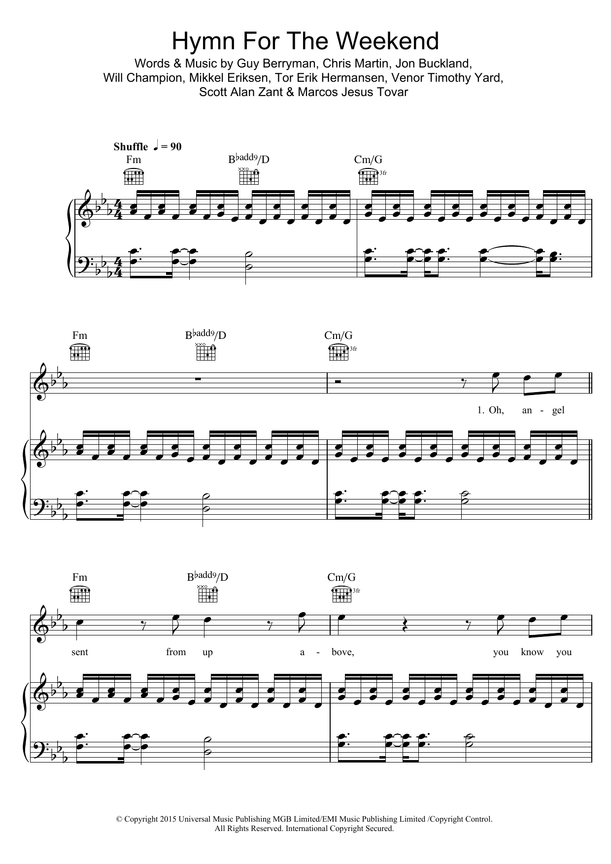 Download Coldplay Hymn For The Weekend Sheet Music