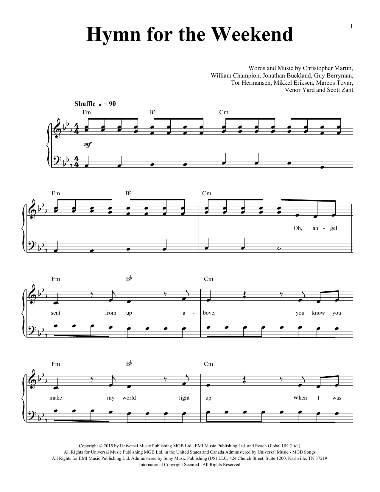 Download Coldplay Hymn For The Weekend Sheet Music