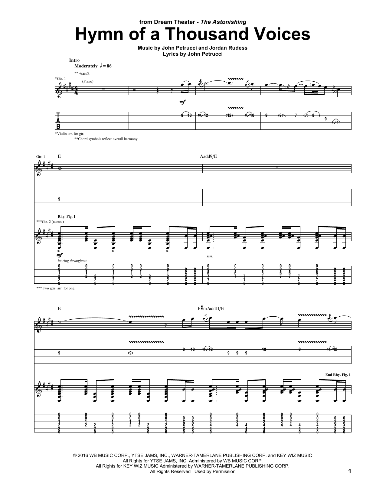 Download Dream Theater Hymn Of A Thousand Voices Sheet Music