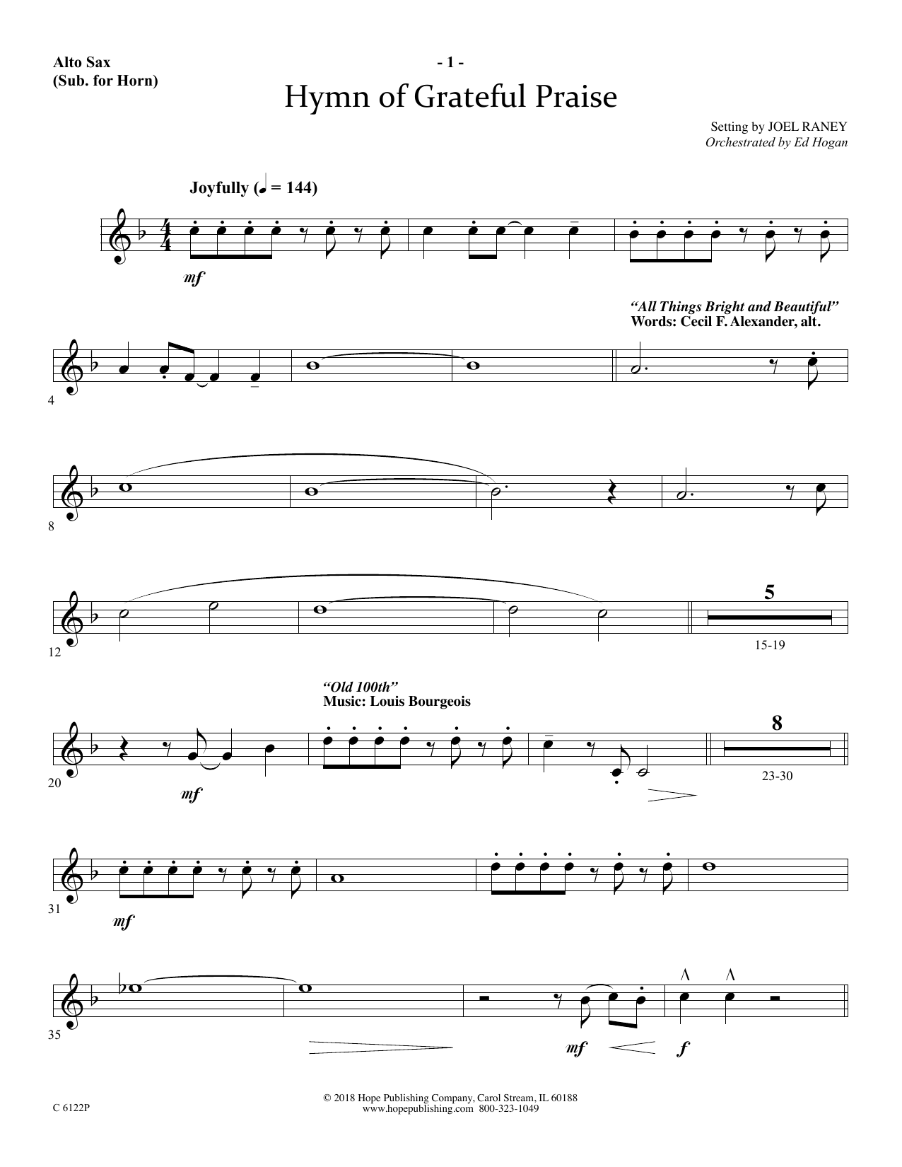 Download Joel Raney Hymn Of Grateful Praise - Alto Sax (Hor Sheet Music