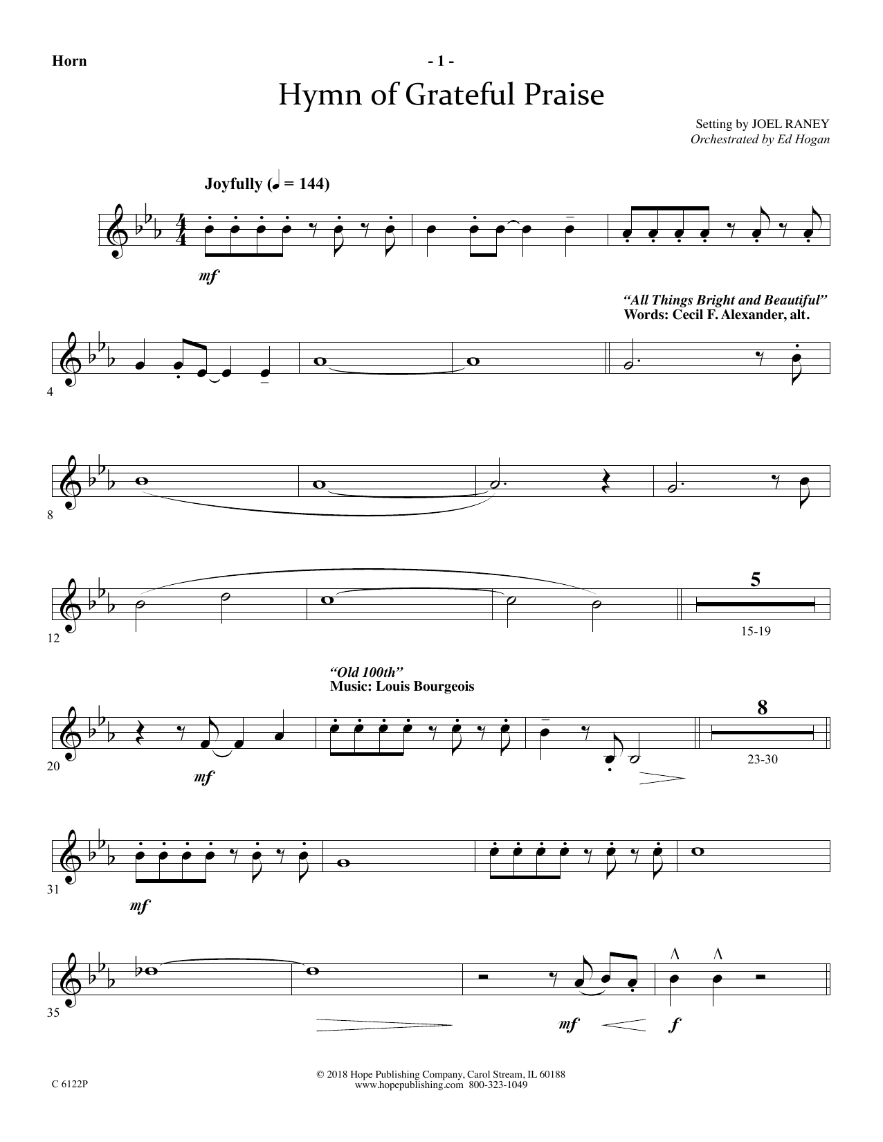 Download Joel Raney Hymn Of Grateful Praise - Flugelhorn So Sheet Music