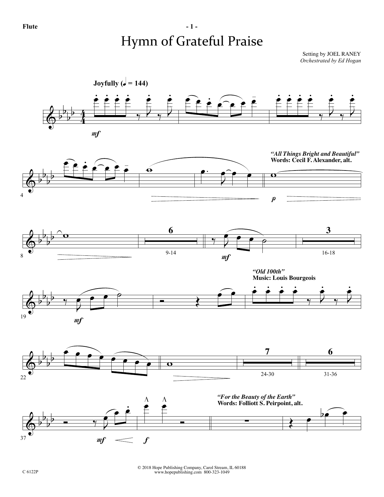 Download Joel Raney Hymn Of Grateful Praise - Flute Sheet Music